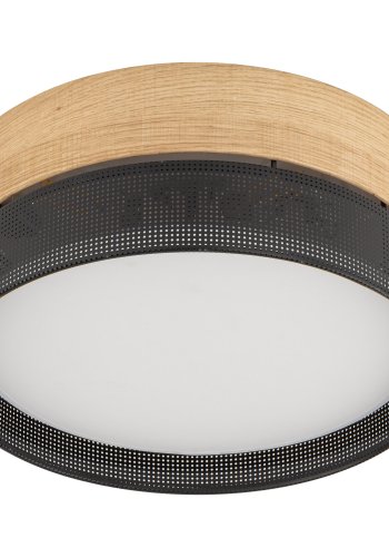 TK Nicol loftlampe - natur finér og sort PVC-folie/metal
