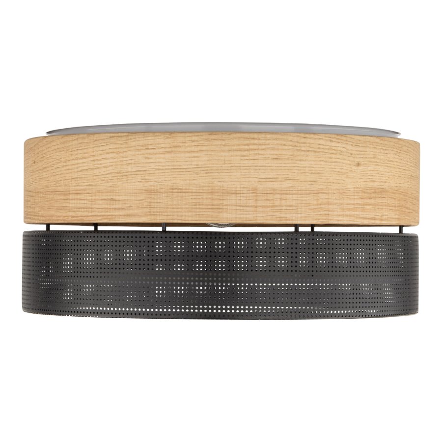 TK Nicol loftlampe - natur finér og sort PVC-folie/metal