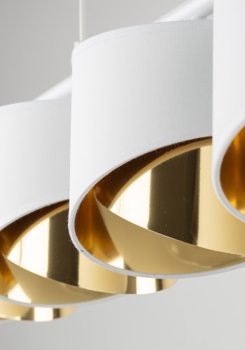 TK Grant loftlampe, m. 4 skrme - hvid stof og guld folie
