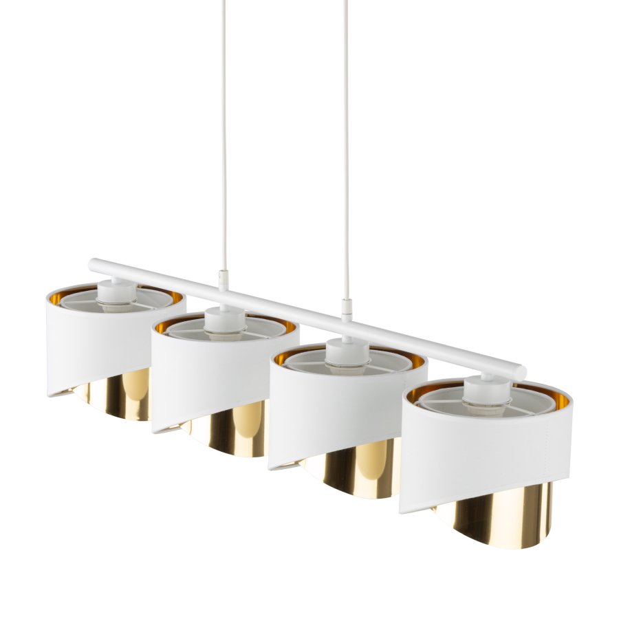 TK Grant loftlampe, m. 4 skrme - hvid stof og guld folie