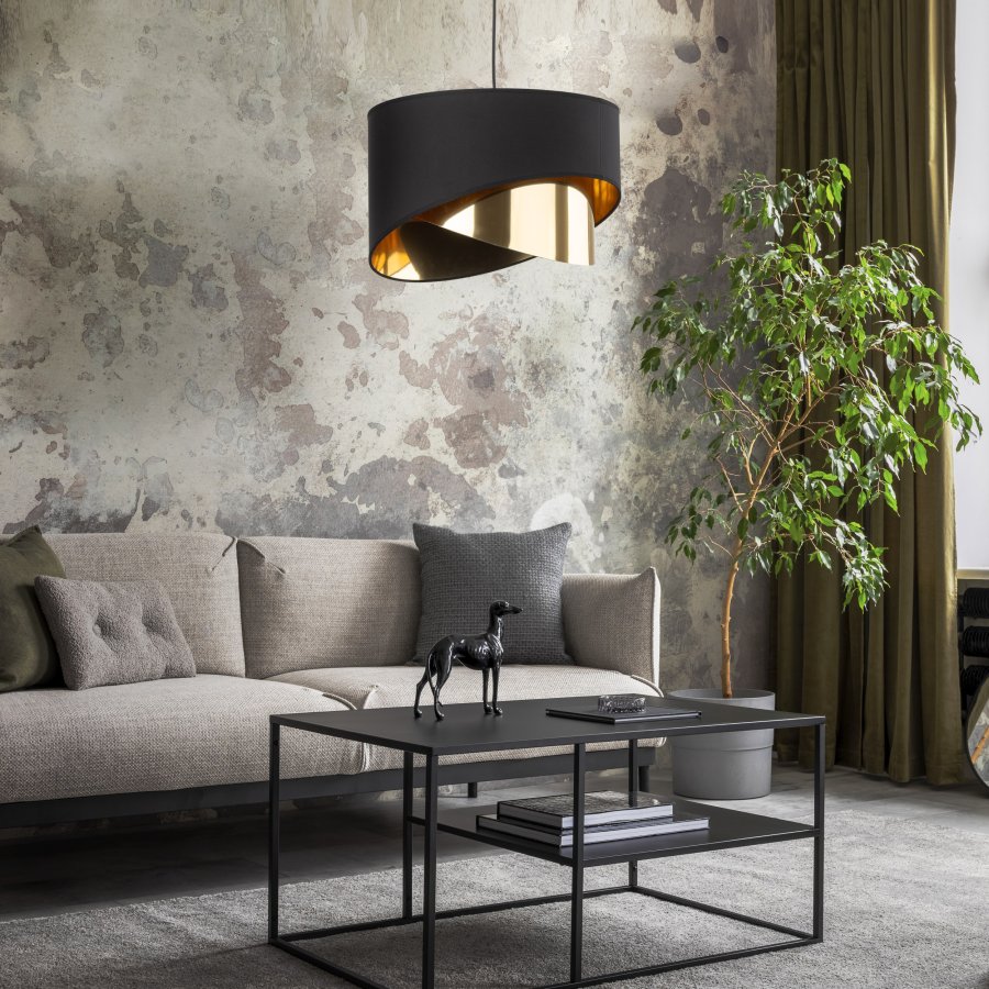 TK Grant loftlampe - sort stof og guld folie