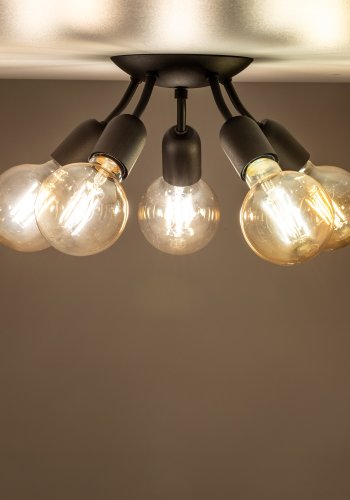 TK Rubio loftlampe, m. plads til 5 prer - sort metal