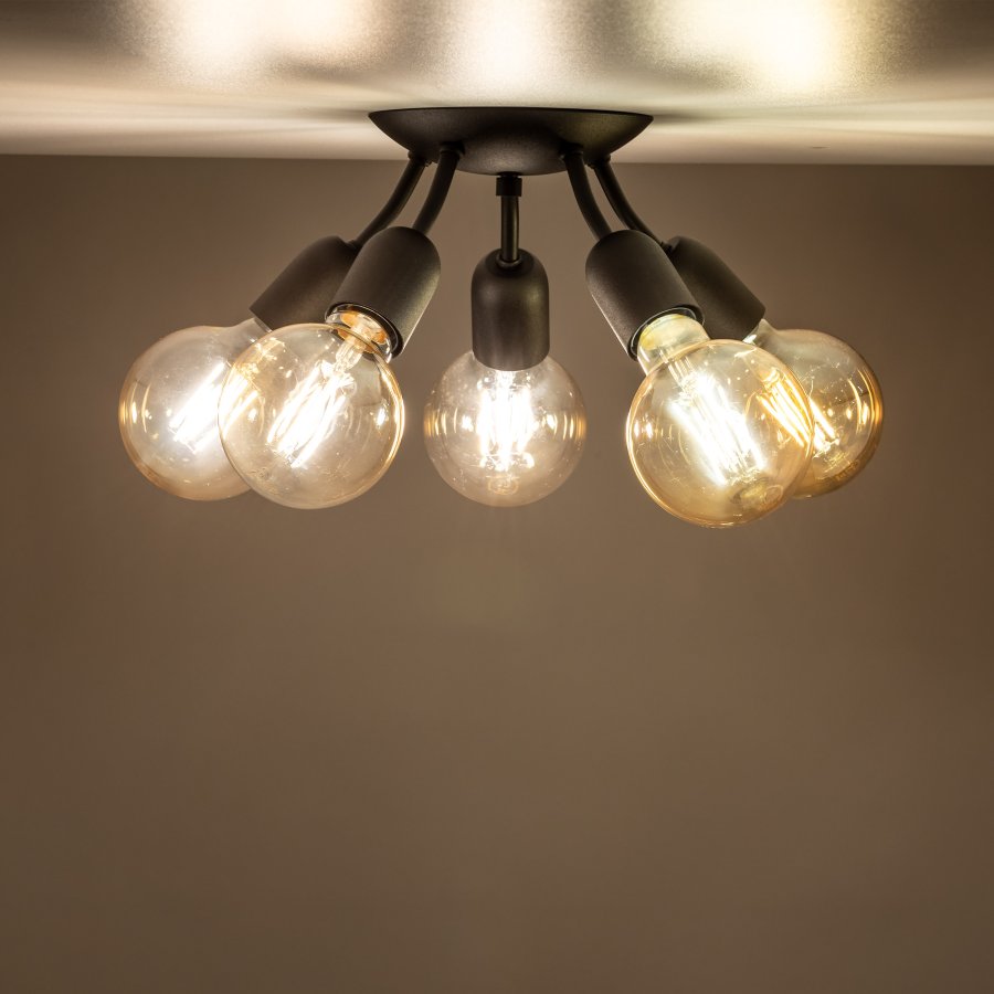 TK Rubio loftlampe, m. plads til 5 prer - sort metal