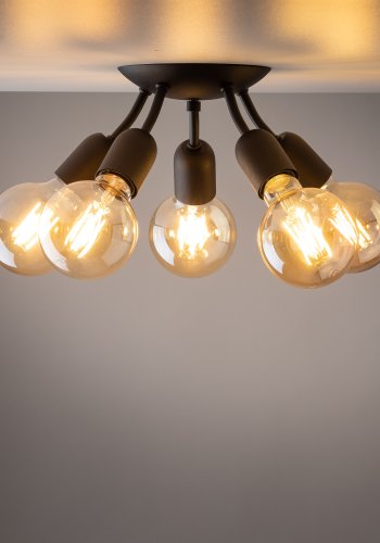 TK Rubio loftlampe, m. plads til 5 prer - sort metal