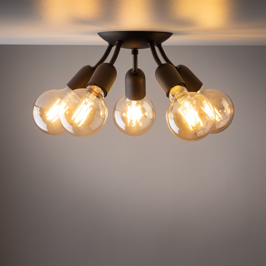 TK Rubio loftlampe, m. plads til 5 prer - sort metal