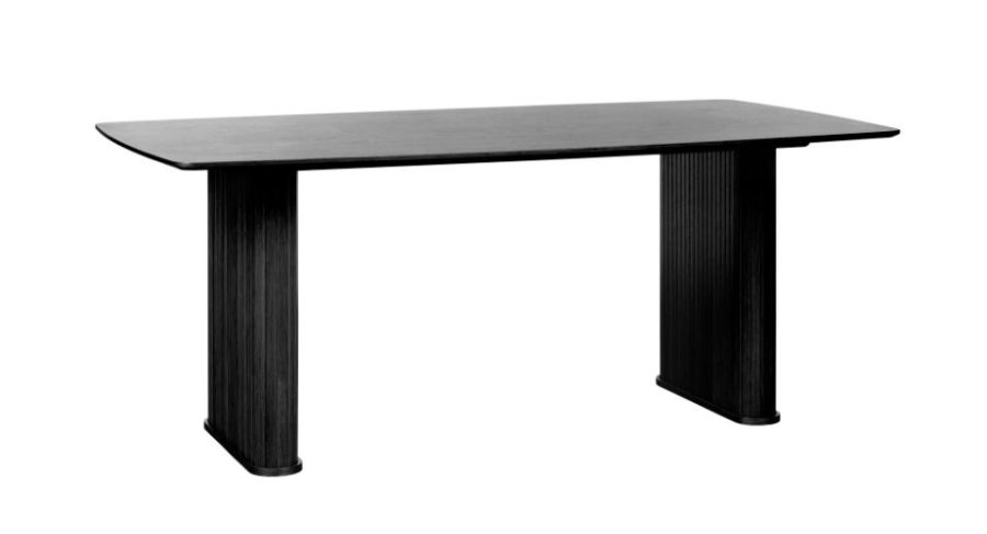 Nola spisebord, bdform - sort egefinér (100x190)