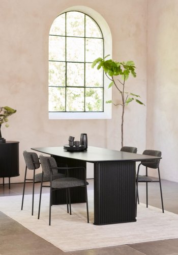 Nola spisebord, bdform - sort egefinér (100x190)