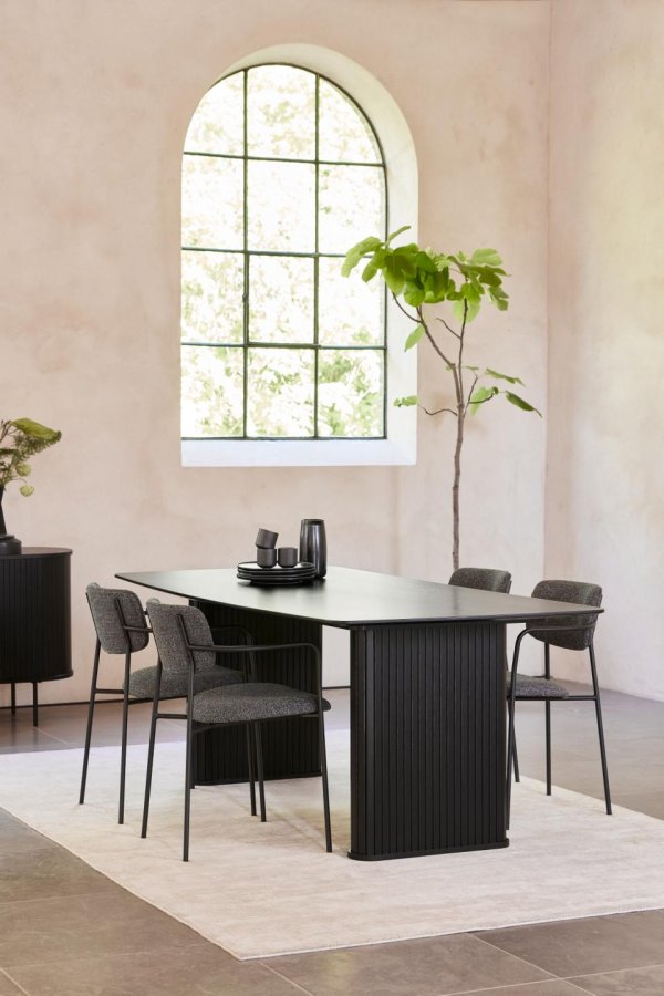 Nola spisebord, bdform - sort egefinér (100x190)