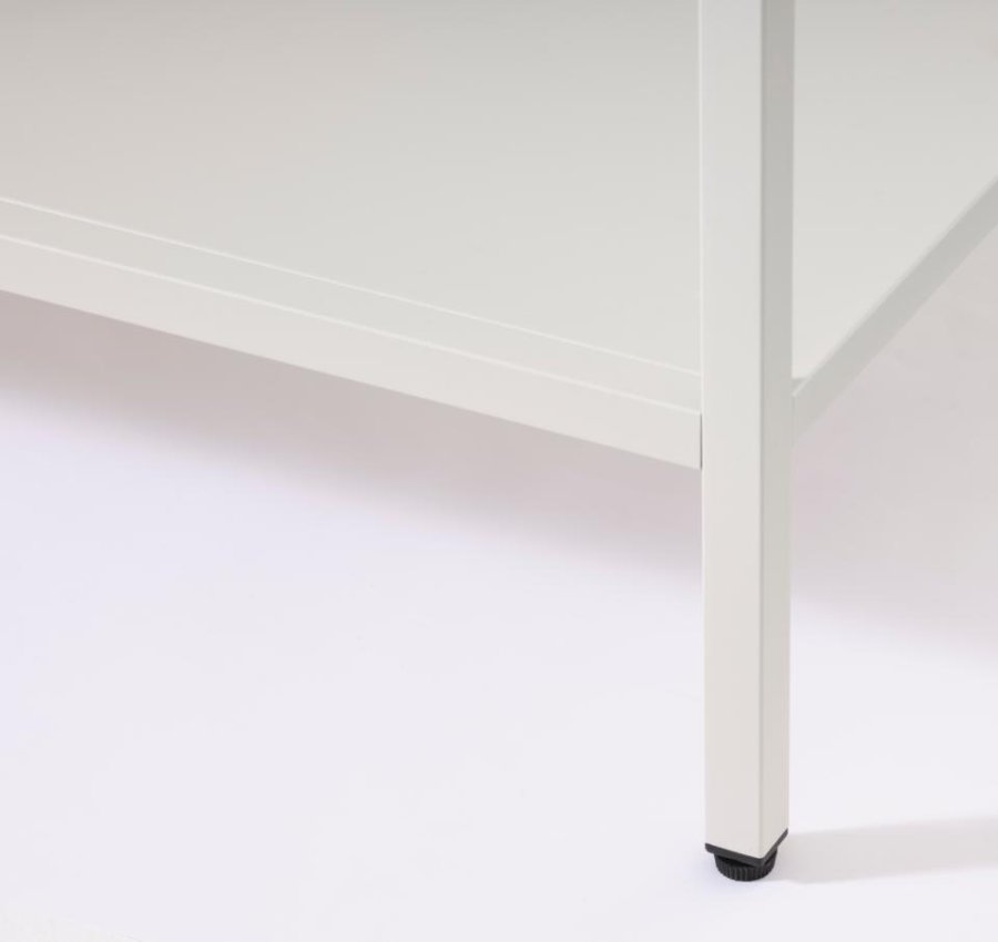 Carmel skab, hje ben, m. 2 lger og 3 hylder - glas og greige metal (H:160)