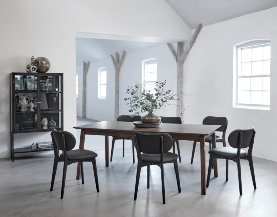 Carmel skab, hje ben, m. 2 lger og 3 hylder - glas og sort metal (H:160)