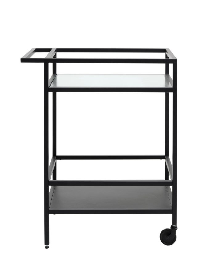 Bronco rullebord, m. 1 hylde - riflet glas og sort metal (70x42)