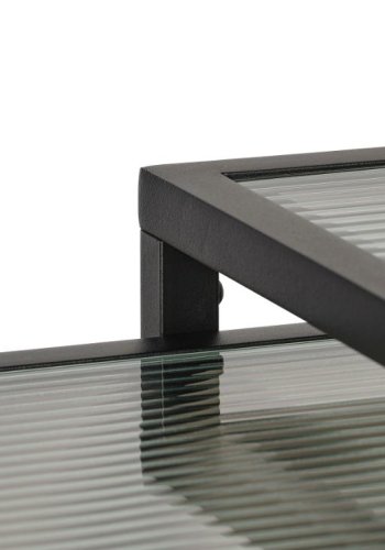 Bronco sidebord, m. 1 hylde - riflet glas og sort metal (50-45x50-45)