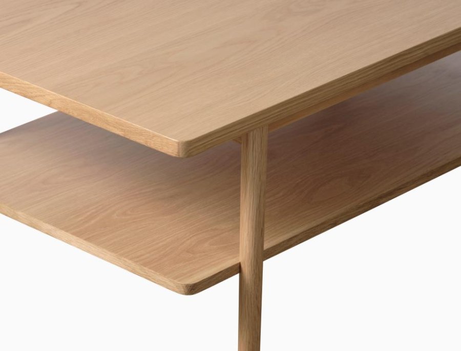 Ponza sofabord, m. 1 hylde - natur egetrsfinér og lamel eg (60x120)