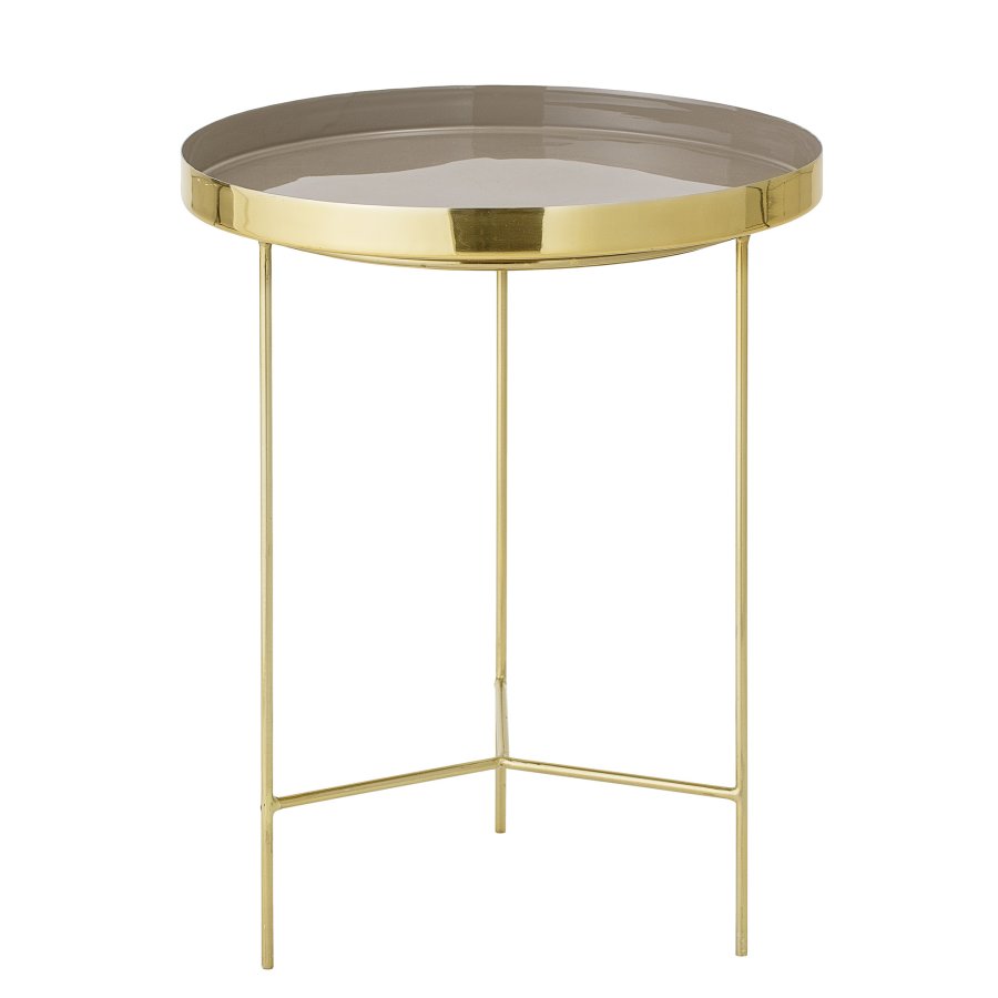 BLOOMINGVILLE Sola bakkebord - brun/guld aluminium/stl, rund (40)