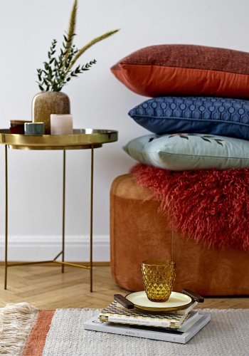 BLOOMINGVILLE Sola bakkebord - brun/guld aluminium/stl, rund (40)