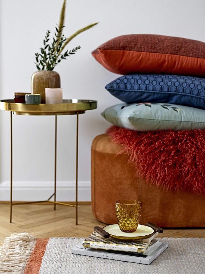 BLOOMINGVILLE Sola bakkebord - brun/guld aluminium/stl, rund (40)