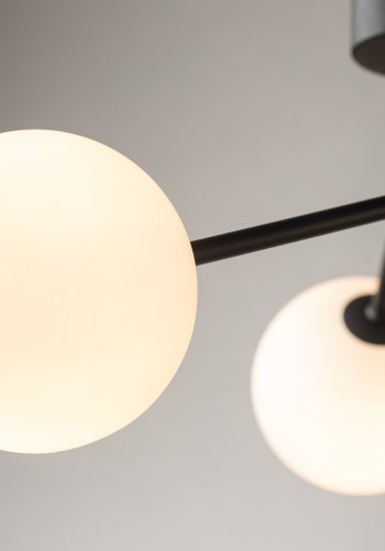 TK Fairy loftlampe, m. 3 skrme - glas og sort metal