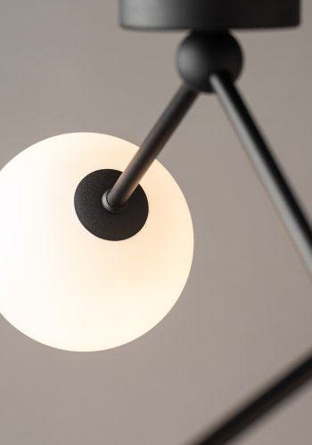 TK Fairy loftlampe, m. 3 skrme - glas og sort metal