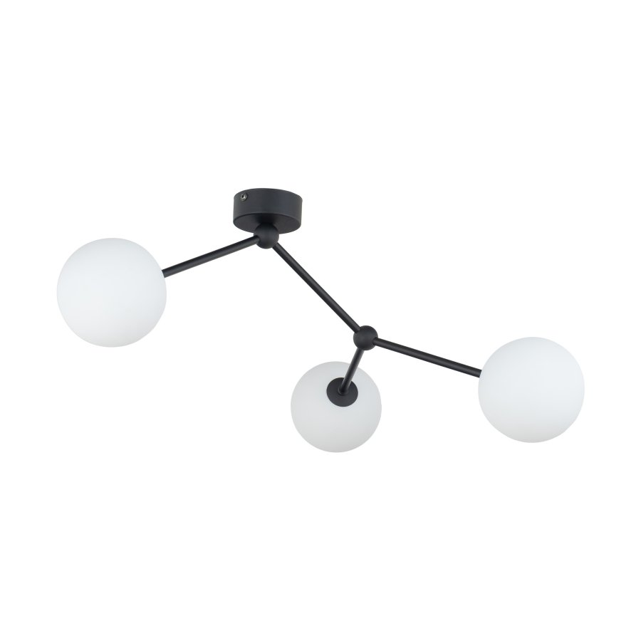 TK Fairy loftlampe, m. 3 skrme - glas og sort metal