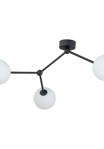 TK Fairy loftlampe, m. 3 skrme - glas og sort metal