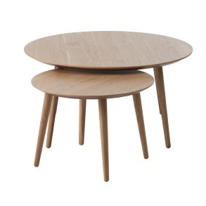 Adda sofabord, rund - natur egefinér og lamel eg (st med 2)
