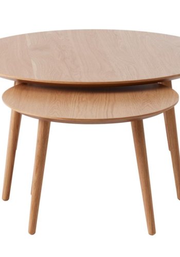 Adda sofabord, rund - natur egefinér og lamel eg (st med 2)