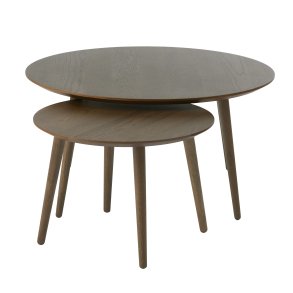 Adda sofabord, rund - rgfarvet egefinér og lamel eg (st med 2)