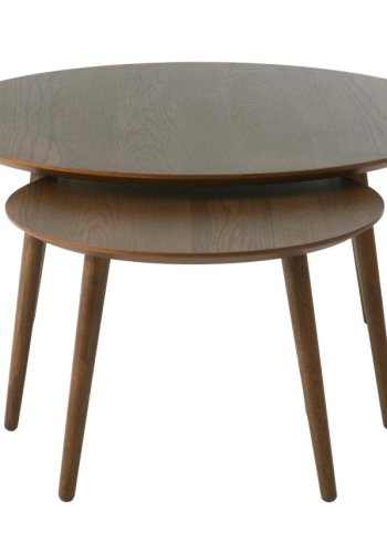 Adda sofabord, rund - rgfarvet egefinér og lamel eg (st med 2)