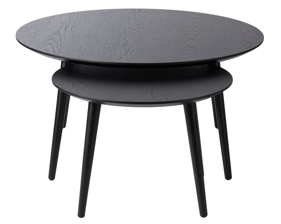 Adda sofabord, rund - sort egefinér og lamel eg (st med 2)