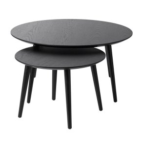 Adda sofabord, rund - sort egefinér og lamel eg (st med 2)