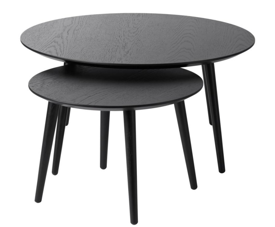 Adda sofabord, rund - sort egefinér og lamel eg (st med 2)