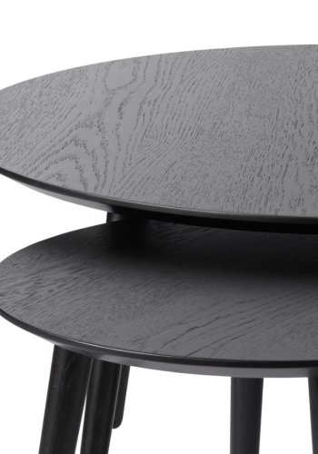 Adda sofabord, rund - sort egefinér og lamel eg (st med 2)