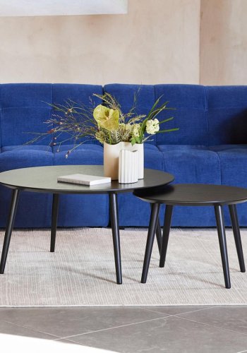 Adda sofabord, rund - sort egefinér og lamel eg (st med 2)