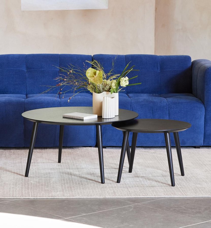 Adda sofabord, rund - sort egefinér og lamel eg (st med 2)