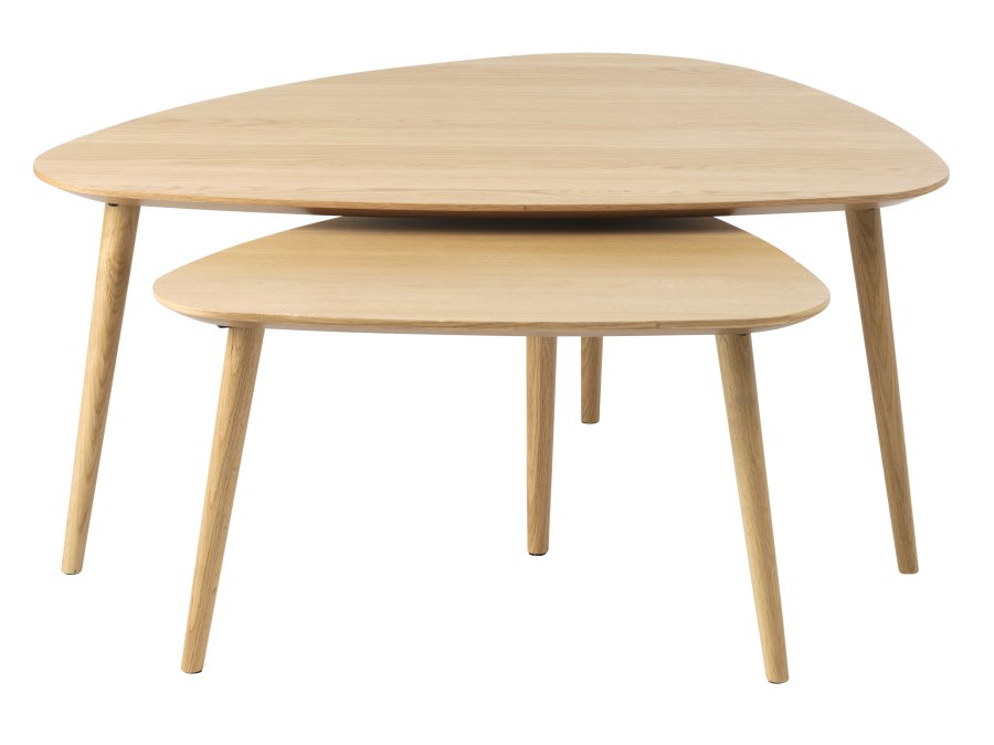 Adda sofabord, trekantet - natur egefinér og lamel eg (st med 2)