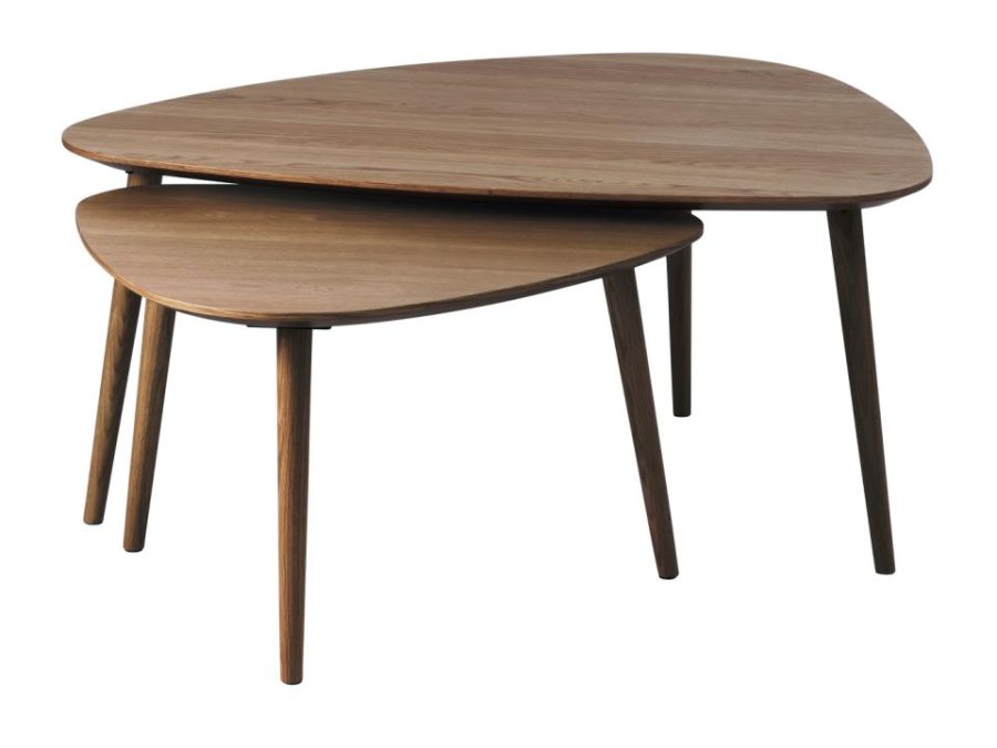 Adda sofabord, trekantet - rgfarvet egefinér og lamel eg (st med 2)