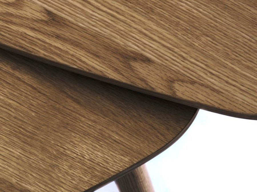 Adda sofabord, trekantet - rgfarvet egefinér og lamel eg (st med 2)