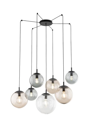 TK Esme loftlampe, m. 7 skrme - multifarvet glas og sort metal