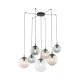 TK Esme loftlampe, m. 7 skrme - multifarvet glas og sort metal