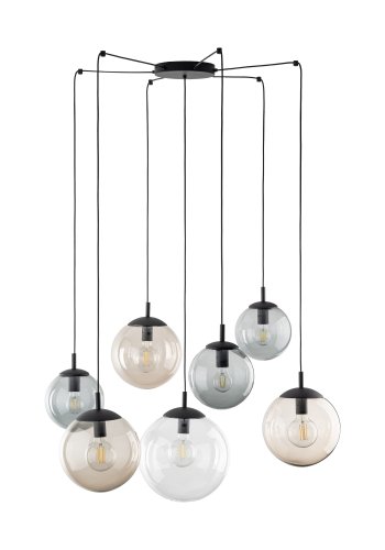 TK Esme loftlampe, m. 7 skrme - multifarvet glas og sort metal
