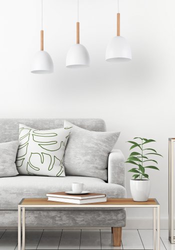 TK Nord loftlampe, m. 3 skrme - hvid metal