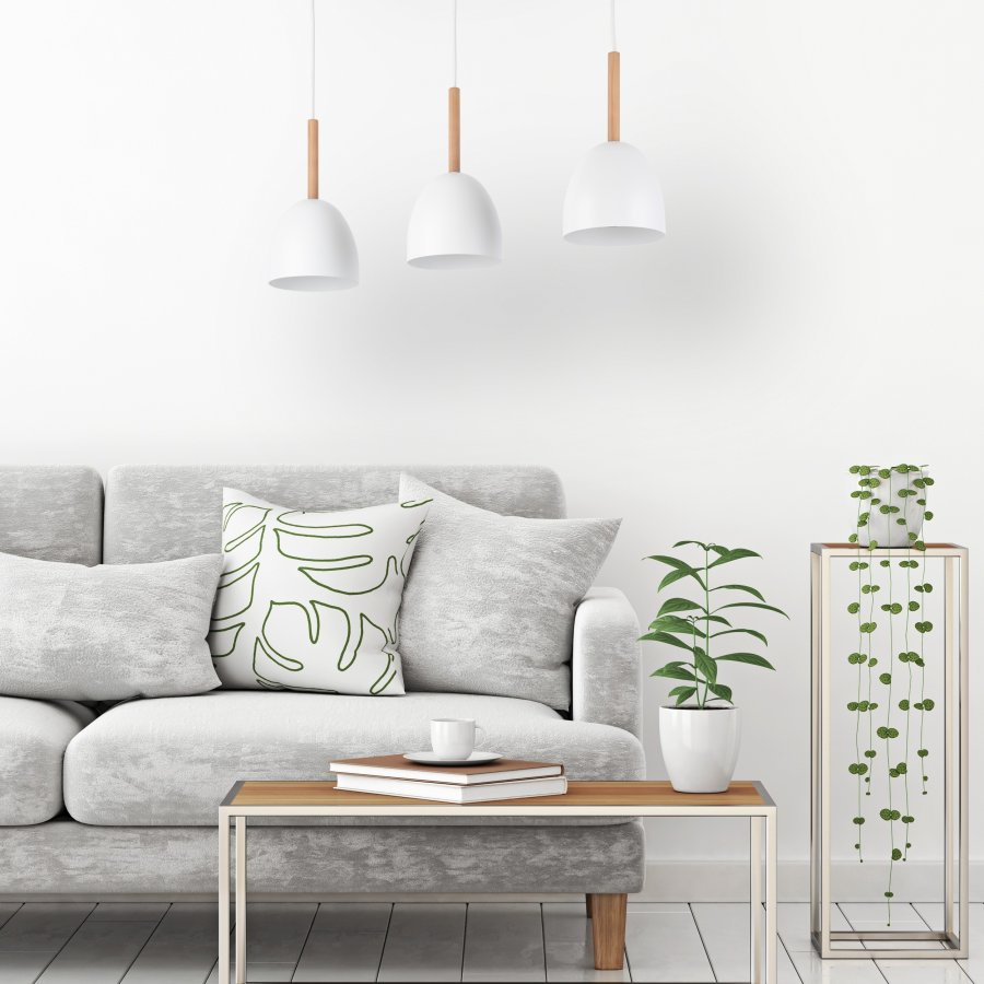 TK Nord loftlampe, m. 3 skrme - hvid metal