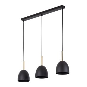 TK Nord loftlampe, m. 3 skrme - sort metal
