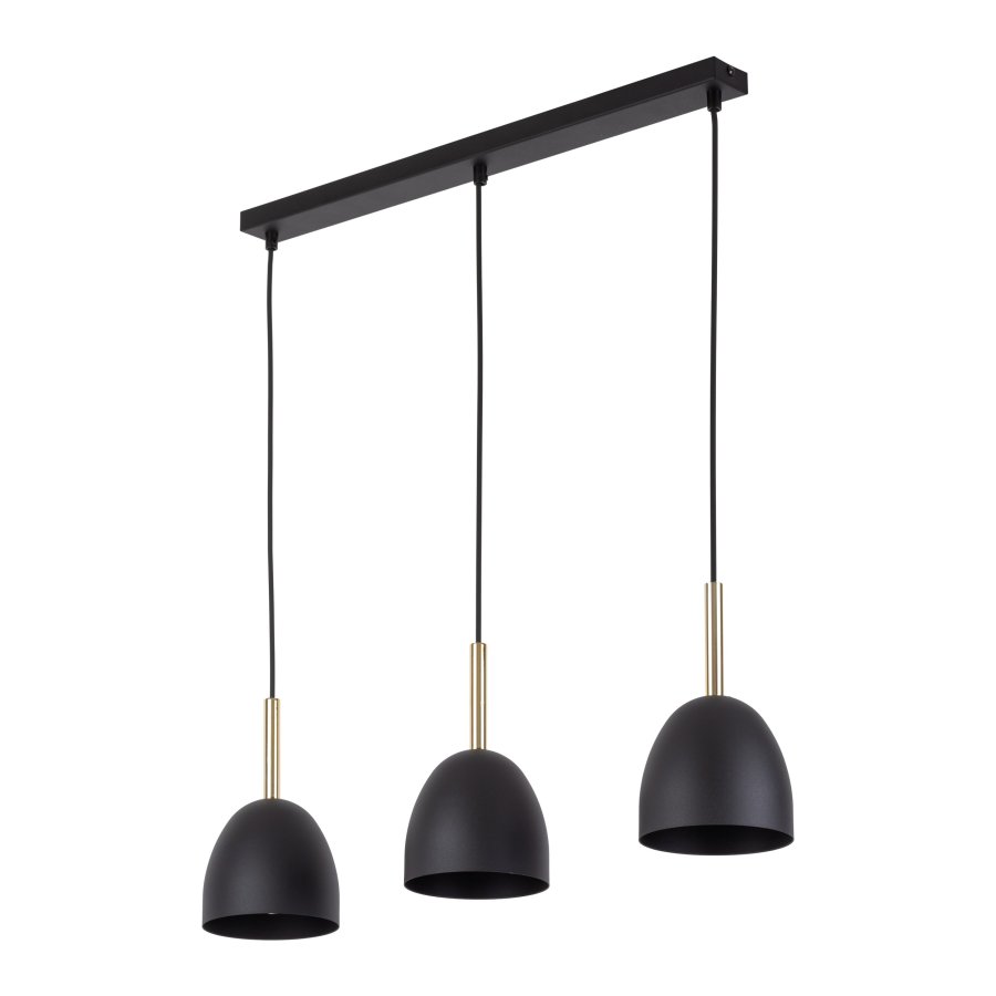 TK Nord loftlampe, m. 3 skrme - sort metal