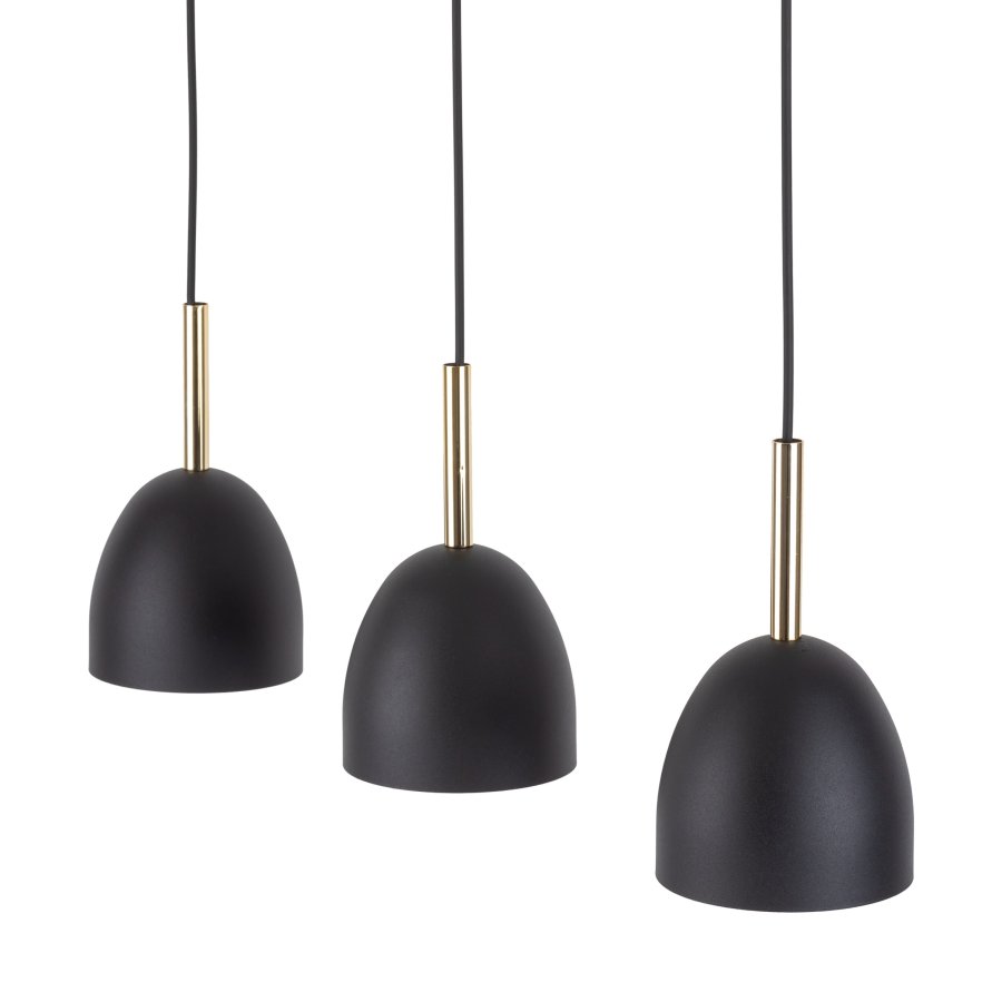 TK Nord loftlampe, m. 3 skrme - sort metal