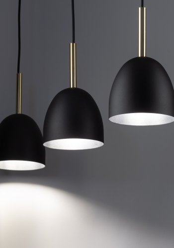 TK Nord loftlampe, m. 3 skrme - sort metal
