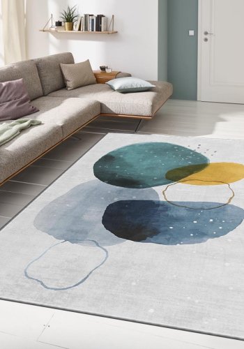 TEPPI ALHO gulvtppe, m. mnster, rektangulr - multifarvet polyester (120x180)