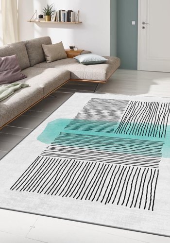 TEPPI ALHO gulvtppe, m. mnster, rektangulr - multifarvet polyester (160x230)