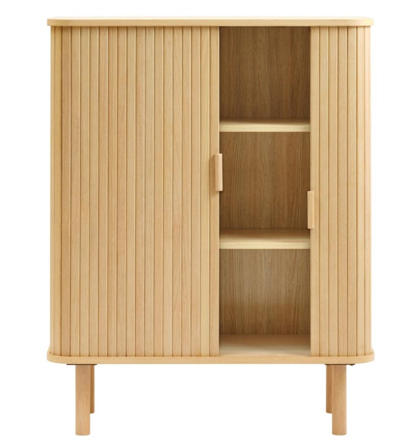 Cavo skab, m. 2 skydelger og 2 hylder - natur egetr
