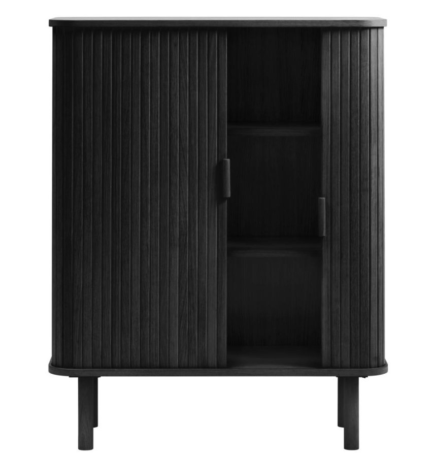 Cavo skab, m. 2 skydelger og 2 hylder - sort egetr